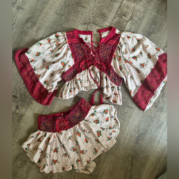 Free People Tops - Freepeople embroidered top & shorts set